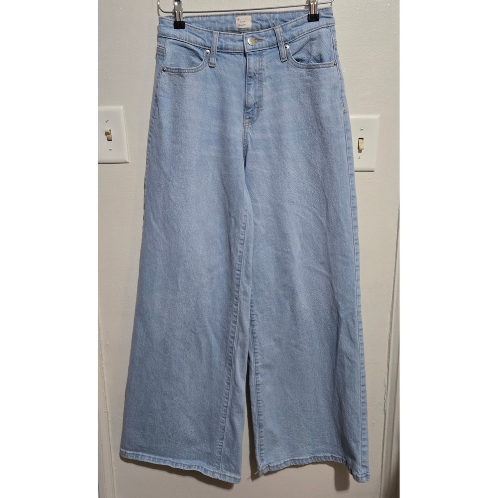 A New Day Womens Wide Leg High Rise Jeans Light Wash Blue Denim Size 2 26R